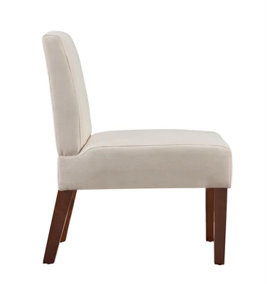 Carl Armless Fabric Upholstered Accent Chair Set Of 2 With Round Wood Side Table Slipper Chairs Sets-Maison Boucle - Image 3