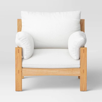 Canyon Slouchy Arm Rustic Wood Accent Chair Cream - Threshold™ - Image 2