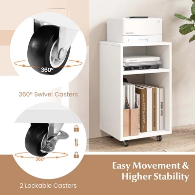Costway Mobile File Cabinet Wooden Printer Stand Vertical Storage Organizer Home Office - Image 6