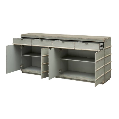 Betty 4 Door 4 Drawer Credenza With Cream Top Distressed Blue/Gray - Treasure Trove Accents - Image 2