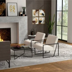 ELuxury Modern Metal Arm Accent Chair, Set Of 2