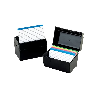 Oxford Plastic Index Card File 500 Capacity 8 5/8w X 6 3/8d Black 01581