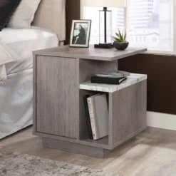 East Rock Contemporary Nightstand Ashen Oak - Sauder