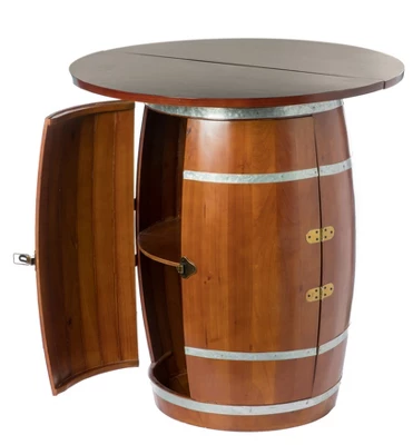 Vintiquewise Wine Barrel Round Table Wine Storage Cabinet - Image 4