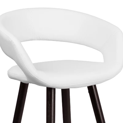 Emma And Oliver 2 Pk. 29'' High Contemporary Vinyl Barstool With Cappuccino Wood Frame - Image 5