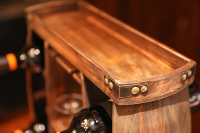 Vintiquewise Decorative Wooden 8 Bottle Rustic Wine Rack With Glasses Holder - Image 3