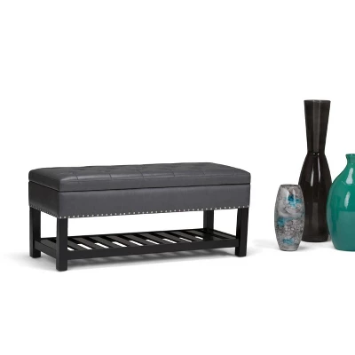 Riley Storage Ottoman Bench Faux Leather - WyndenHall