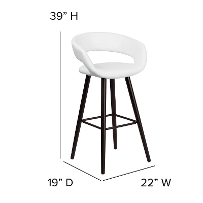 Emma And Oliver 2 Pk. 29'' High Contemporary Vinyl Barstool With Cappuccino Wood Frame - Image 4
