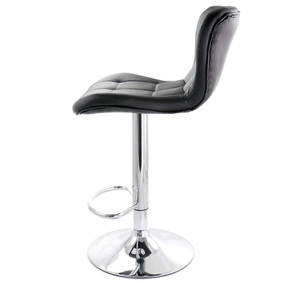 Elama 2 Piece Adjustable Faux Leather Bar Stool In Black With Chrome Base - Image 8