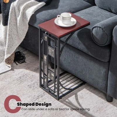 Costway 1PC2 PCS C-Shaped Side Sofa Narrow Snack Table For Living Room Bedroom Small Space - Image 8