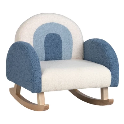 Costway Kids Rocking Chair Children Armchair Velvet Upholstered Sofa W/ Solid Wood Legs - Image 10