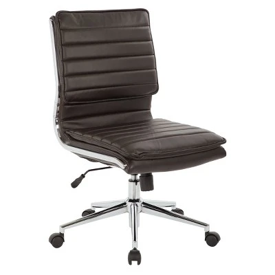 Armless Mid Back Manager's Faux Leather Chair With Chrome Base - OSP Designs - Image 6