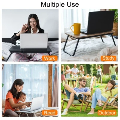 Unique Bargains Portable Laptop Bed Desk With Notebook Stand Cup Holder For Eating Reading Watching Folding Table - Image 3